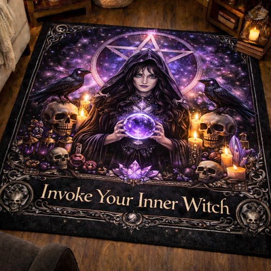 Gothic Pentagram Witch Area Rug - Dark Occult Carpet for Gothic Witch Decor-MoonChildWorld