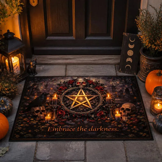 Gothic Pentagram Witch Doormat – Halloween Welcome Mat for Dark Aesthetic Decor_mockup_1.webp