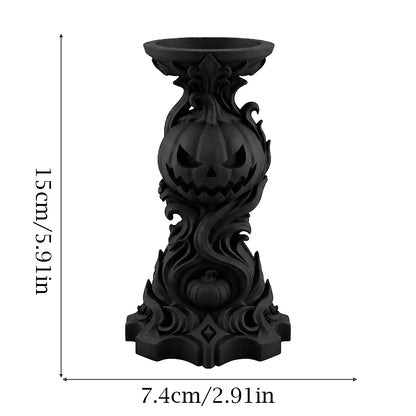 Gothic Pumpkin Candlestick Holder Resin Carved Candle Holder-MoonChildWorld
