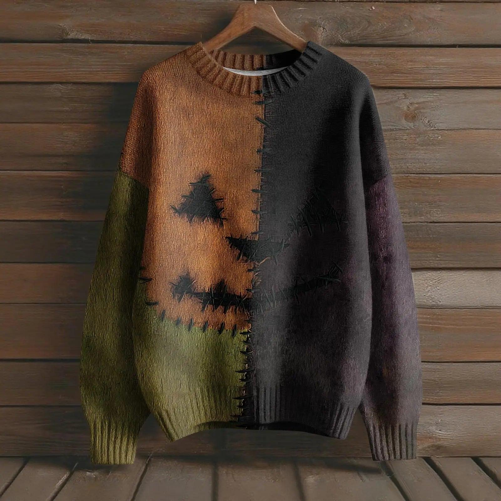 Gothic Pumpkin Long Sleeve Pullover Sweater for Halloween-MoonChildWorld