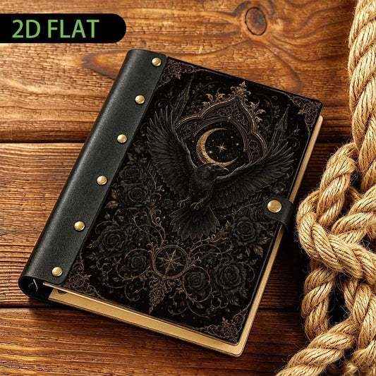 Gothic Raven Crescent Moon Rose Journal - gothic journal - MoonChildWorld