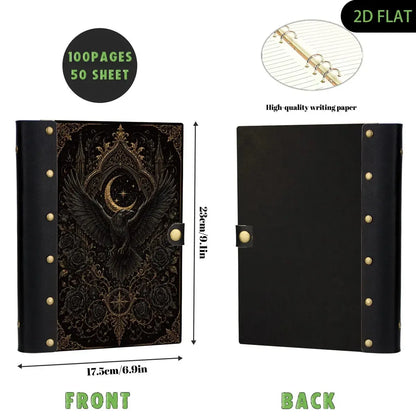 Gothic Raven Crescent Moon Rose Journal - crescent moon journal - MoonChildWorld