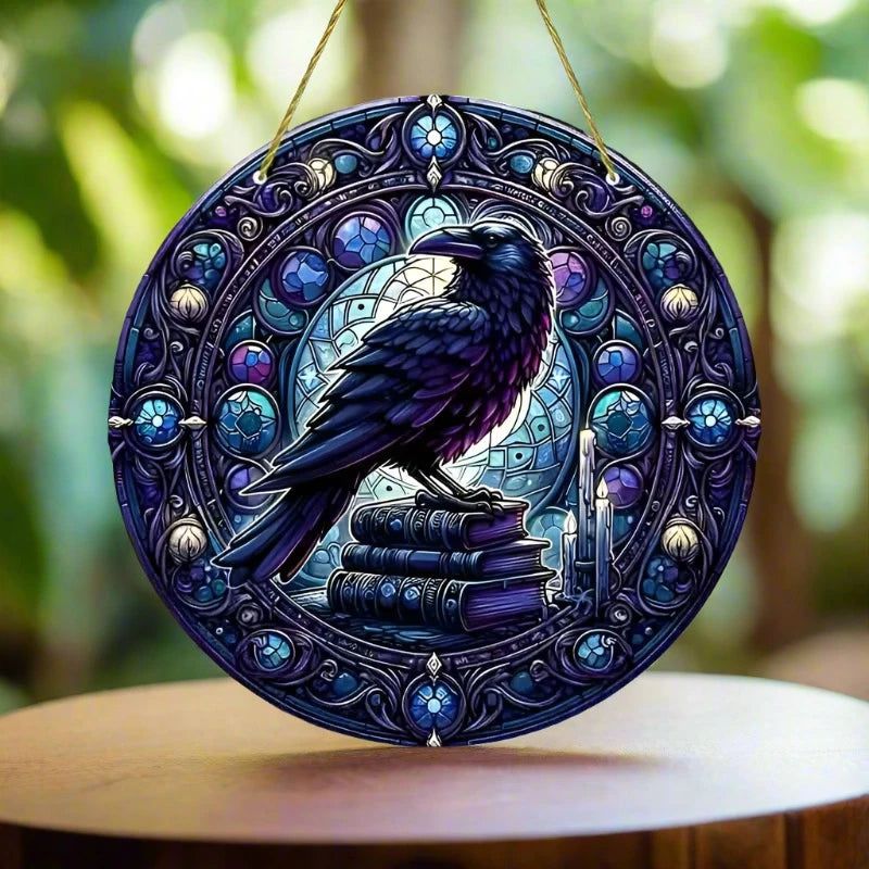 Gothic Raven Suncatcher Dark Crow Acrylic Sign-MoonChildWorld