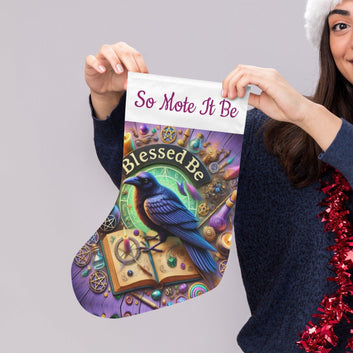 Gothic Raven Witch Crow Christmas Stocking for Yule Decorations-MoonChildWorld