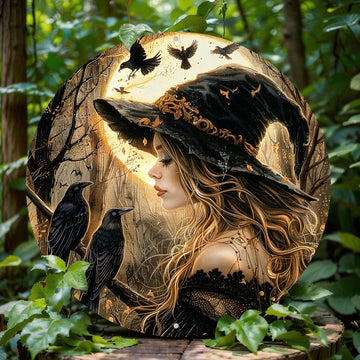 Gothic Raven Witch Metal Sign Halloween Home Decor-MoonChildWorld