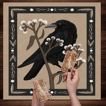 Gothic Raven Witch Tablecloth Dark Crow Altar Cloth Tarot Tablecloth Witchcraft Divination Cloth-MoonChildWorld