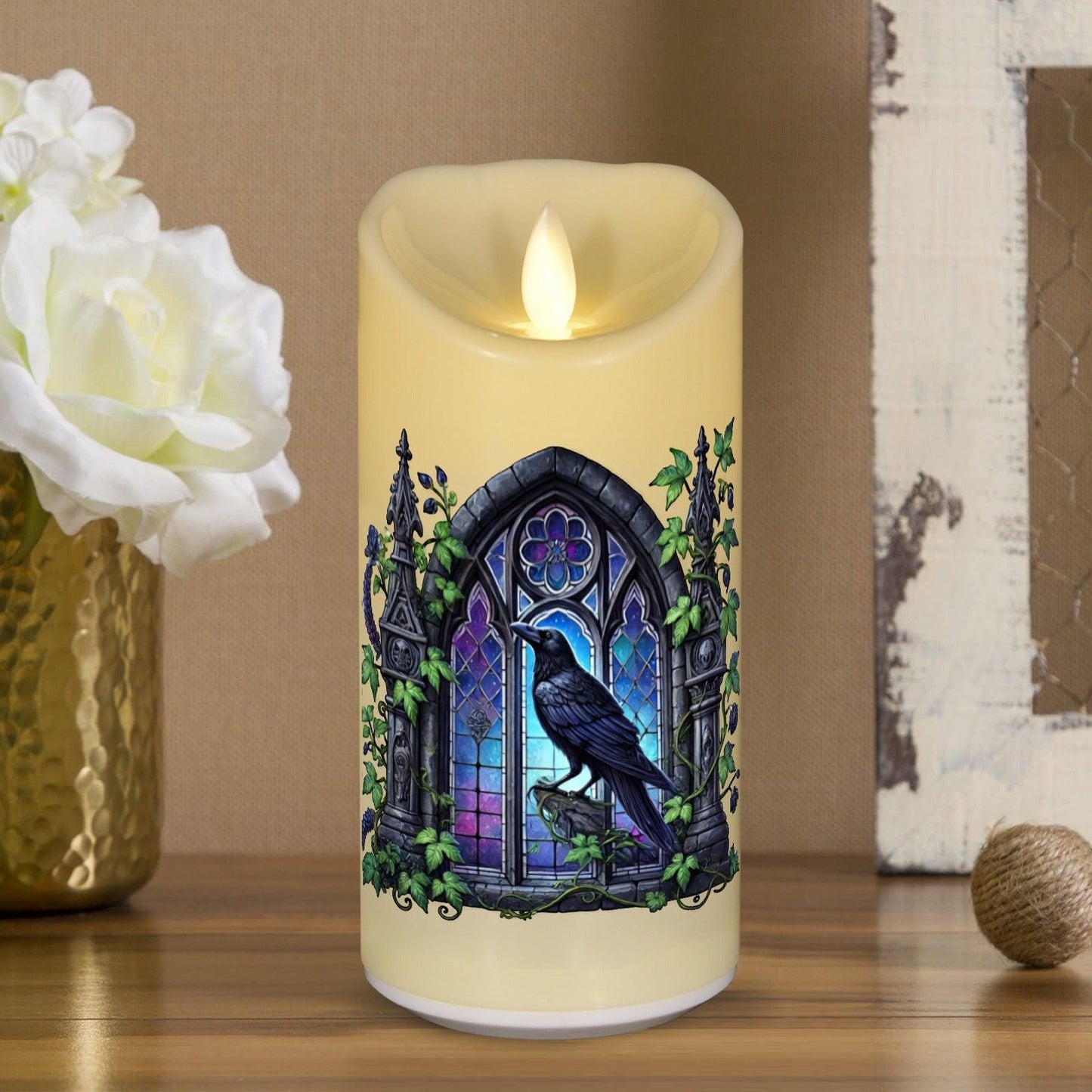 Gothic Raven Witchy Crow Flameless LED Candle-MoonChildWorld