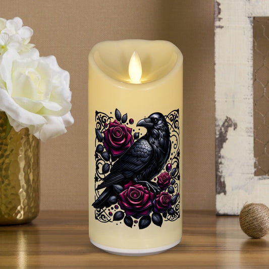 Gothic Raven Witchy Crow Flameless LED Candle-MoonChildWorld