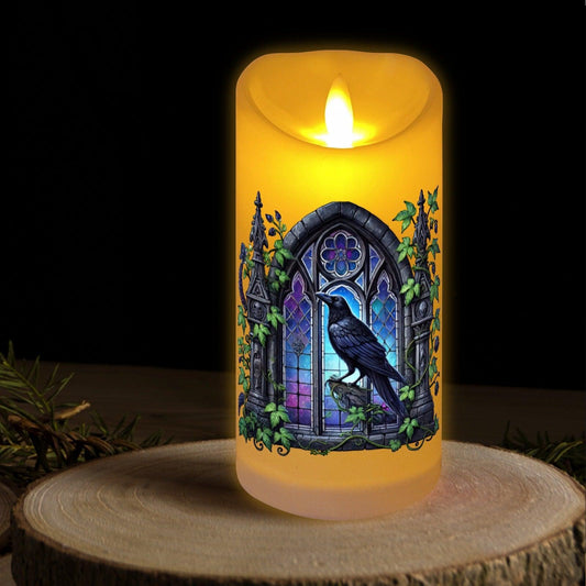 Gothic Raven Witchy Crow Flameless LED Candle-MoonChildWorld