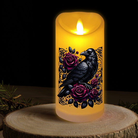 Gothic Raven Witchy Crow Flameless LED Candle-MoonChildWorld