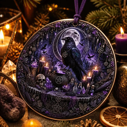 Gothic Raven Yule Ceramic Ornament Witch Christmas Decor – Dark Aesthetic Holiday Ornament_mockup_2.webp