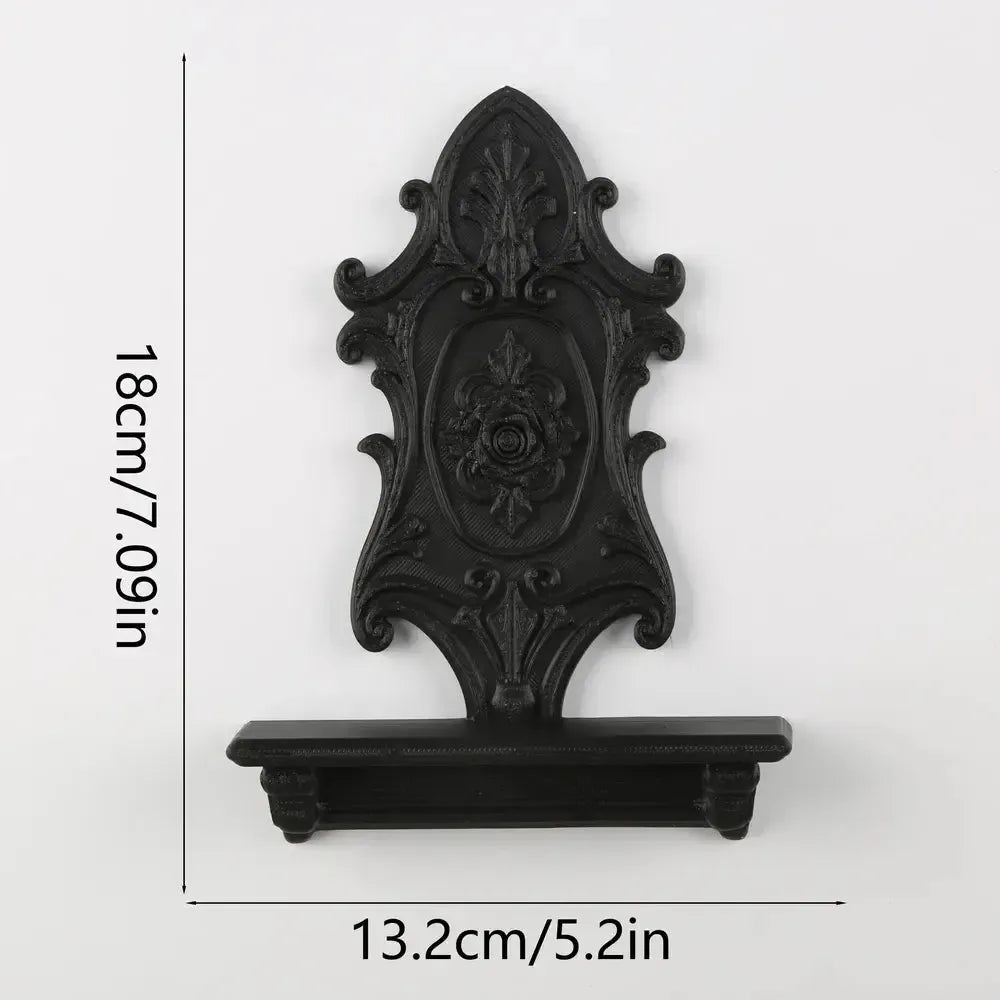 Gothic rose wall shelf dimension diagram, 13.2 cm wide and 18 cm high