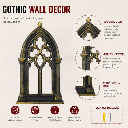 Rose window wall shelf – pointed arch tracery detail close-up