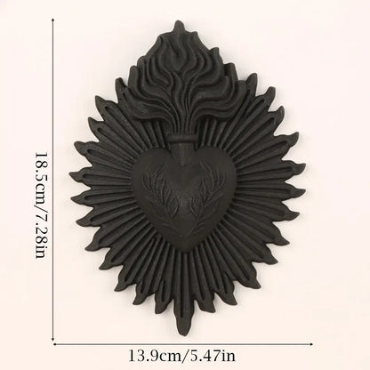 Gothic sacred heart floral wall art black – Pagan witchy Victorian-inspired home decor