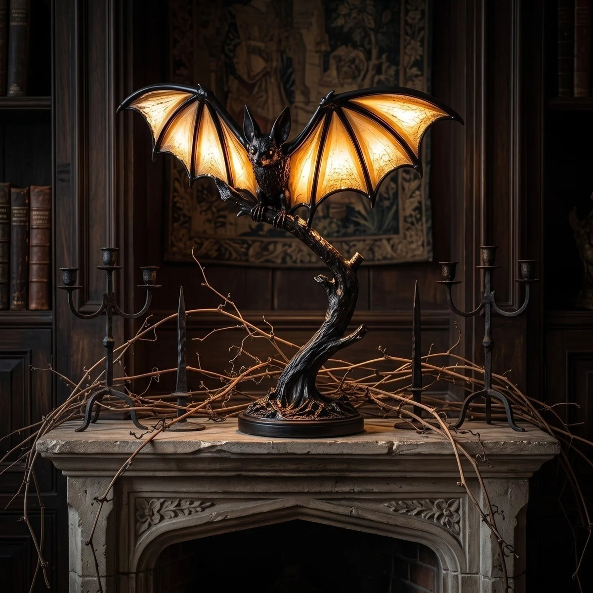 Size reference for the gothic sculpture resin table lamp