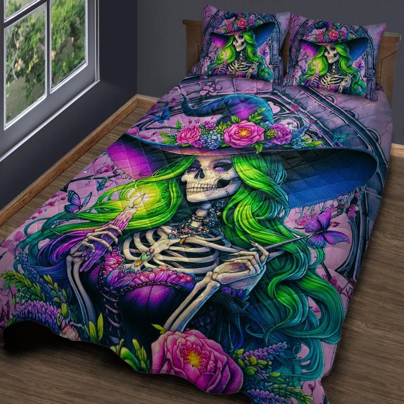 Gothic Skelaton Witch Quilt Bedding Set-MoonChildWorld