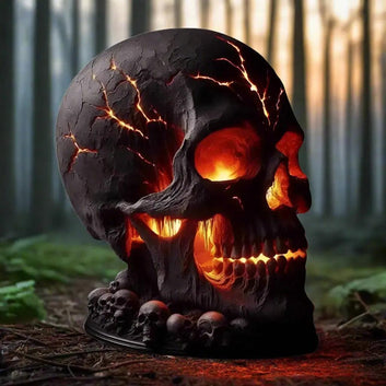 Gothic Skull Desk Lamp with Spooky LED Light for Witchy Halloween Decoration-MoonChildWorld
