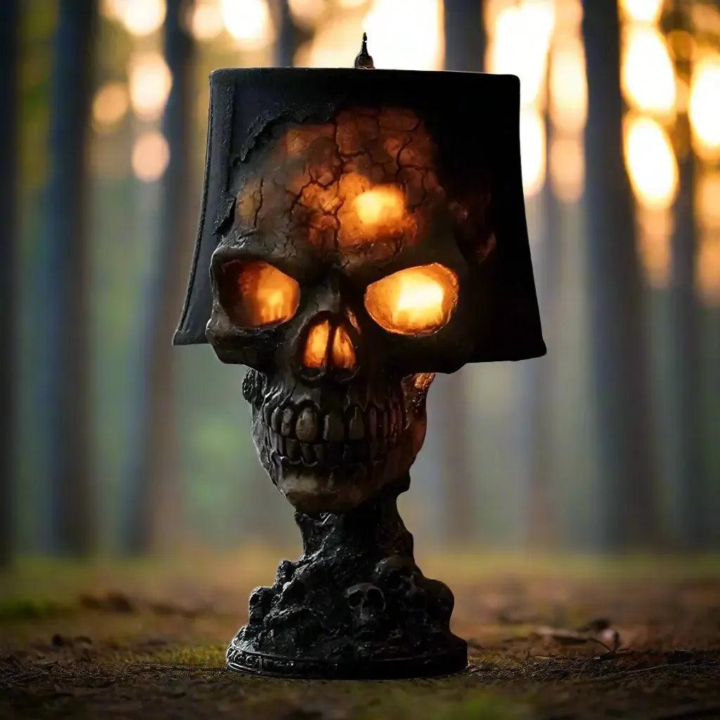 Gothic Skull Desk Lamp with Spooky LED Light for Witchy Halloween Decoration-MoonChildWorld