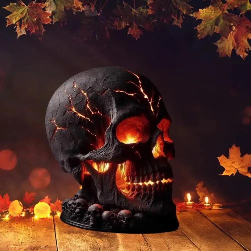Gothic Skull Desk Lamp with Spooky LED Light for Witchy Halloween Decoration-MoonChildWorld