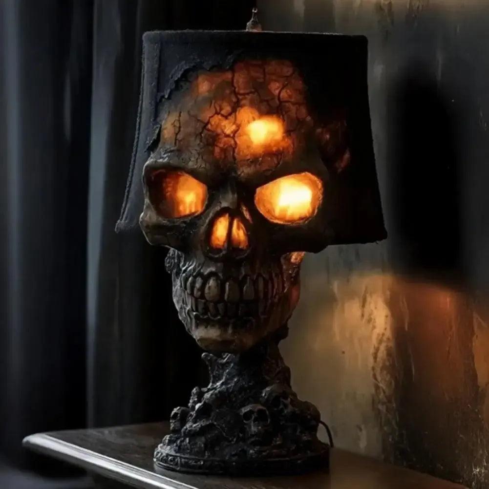 Gothic Skull Desk Lamp with Spooky LED Light for Witchy Halloween Decoration-MoonChildWorld