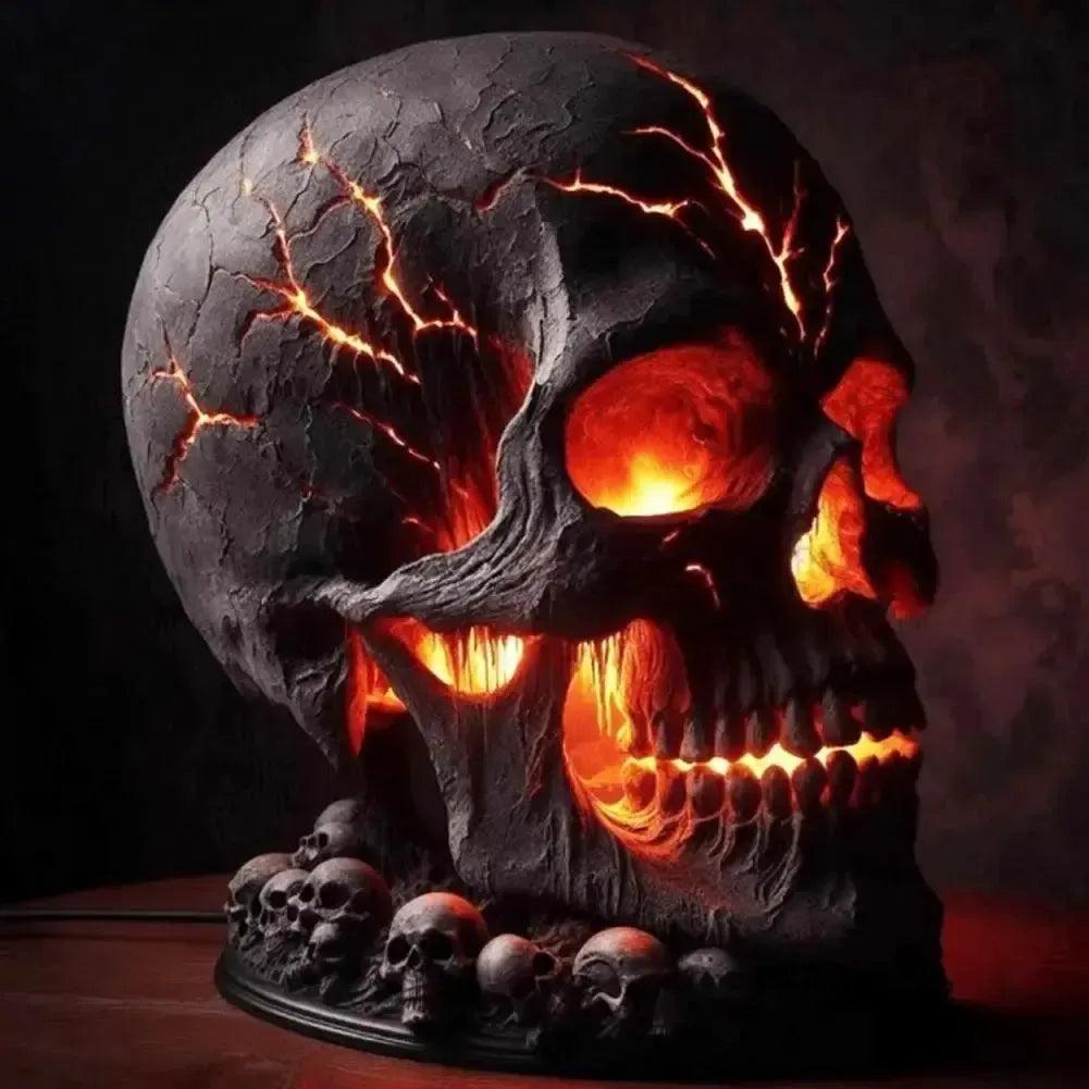 Gothic Skull Desk Lamp with Spooky LED Light for Witchy Halloween Decoration-MoonChildWorld