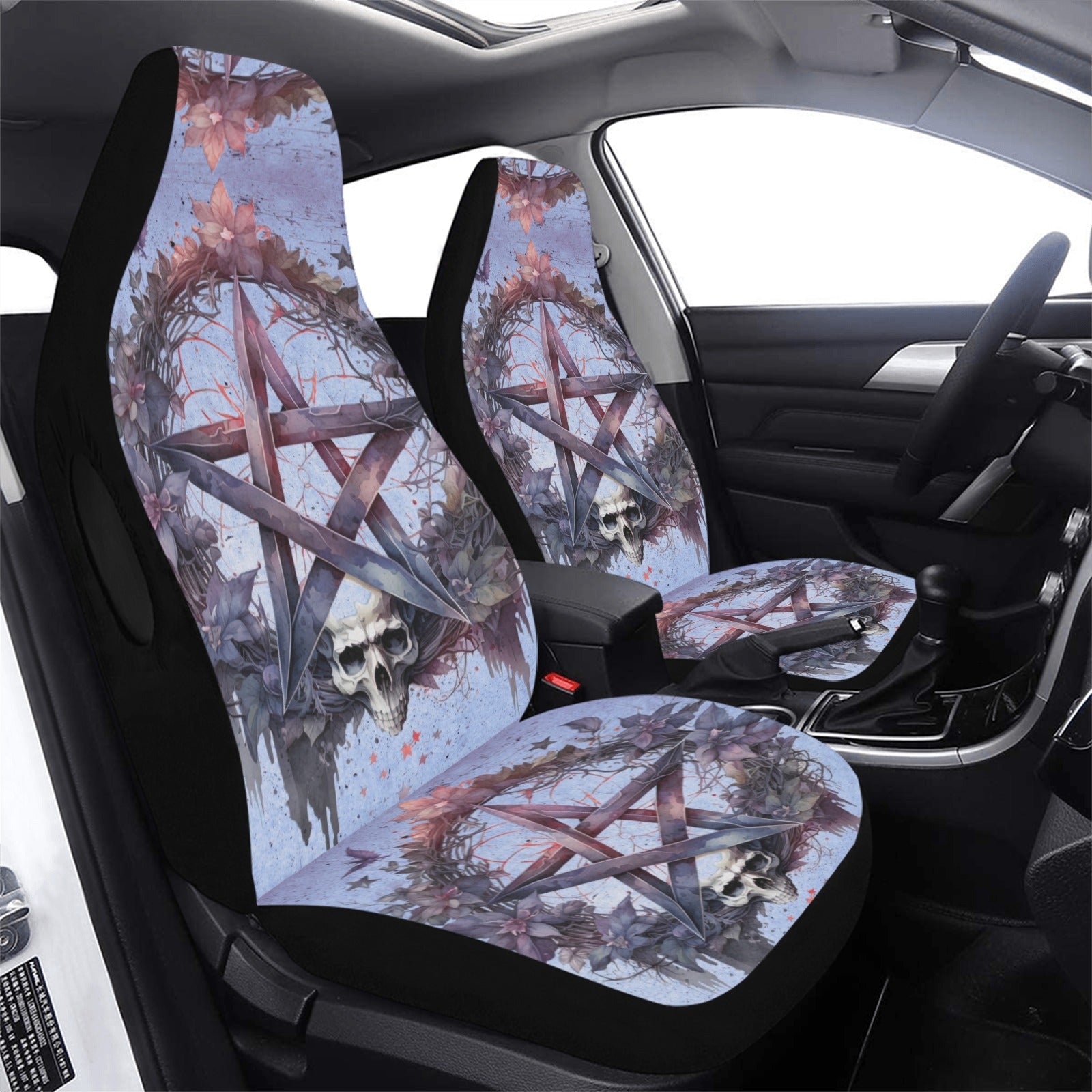 Gothic Skull Pentacle Car Seat Cover-MoonChildWorld