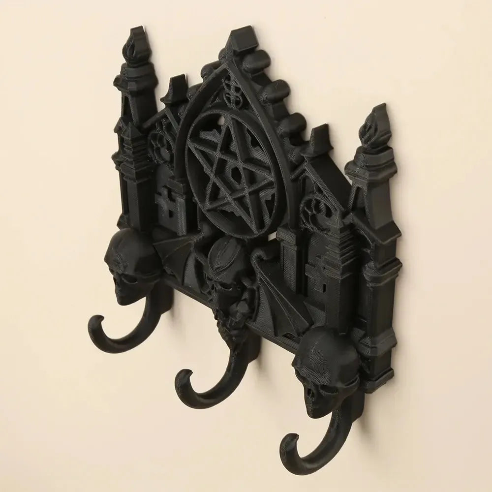 Gothic Skull Pentagram Wall Hooks For Entryway Key and Jewelry Storage Halloween Decor-MoonChildWorld