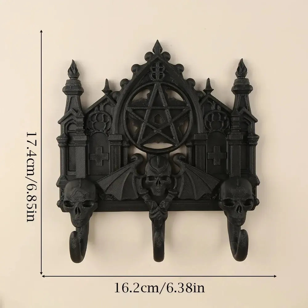 Gothic Skull Pentagram Wall Hooks For Entryway Key and Jewelry Storage Halloween Decor-MoonChildWorld