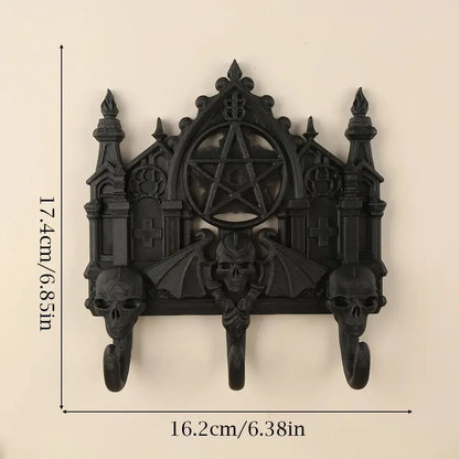 Gothic Skull Pentagram Wall Hooks For Entryway Key and Jewelry Storage Halloween Decor-MoonChildWorld