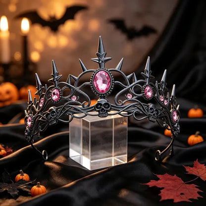 Gothic Skull Spike Tiara Crown Vintage Skeleton Metal Headband-MoonChildWorld