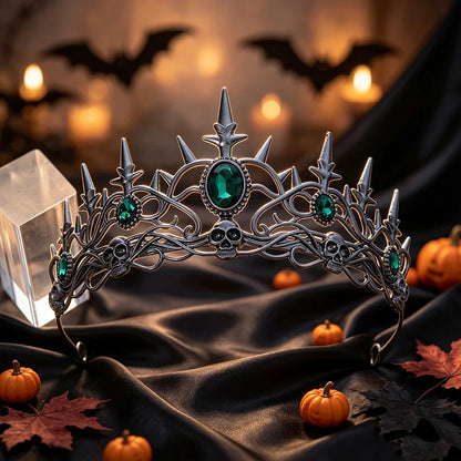 Gothic Skull Spike Tiara Crown Vintage Skeleton Metal Headband-MoonChildWorld