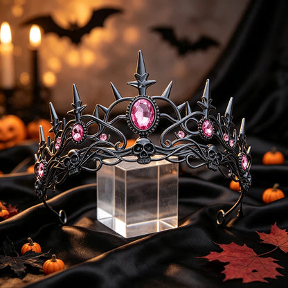 Gothic Skull Spike Tiara Crown Vintage Skeleton Metal Headband-MoonChildWorld