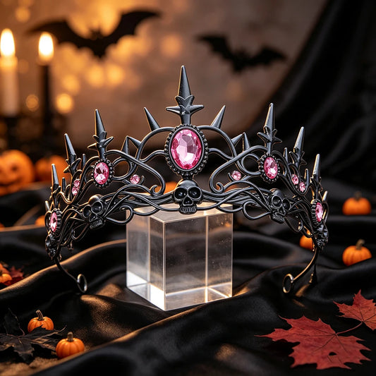 Gothic Skull Spike Tiara Crown Vintage Skeleton Metal Headband-MoonChildWorld