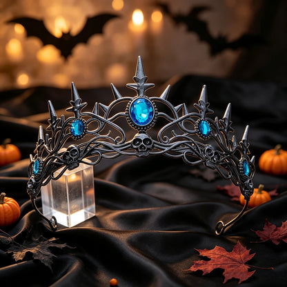 Gothic Skull Spike Tiara Crown Vintage Skeleton Metal Headband-MoonChildWorld