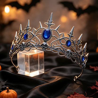 Gothic Skull Spike Tiara Crown Vintage Skeleton Metal Headband-MoonChildWorld
