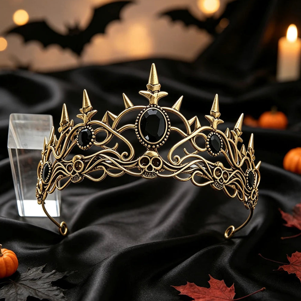 Gothic Skull Spiked Tiara Crown for Dark Queen Looks-MoonChildWorld