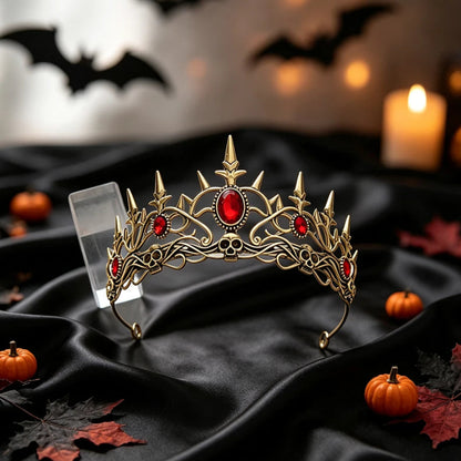 Gothic Skull Spiked Tiara Crown for Dark Queen Looks-MoonChildWorld