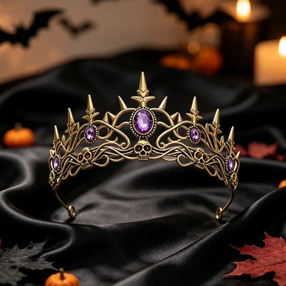 Gothic Skull Spiked Tiara Crown for Dark Queen Looks-MoonChildWorld