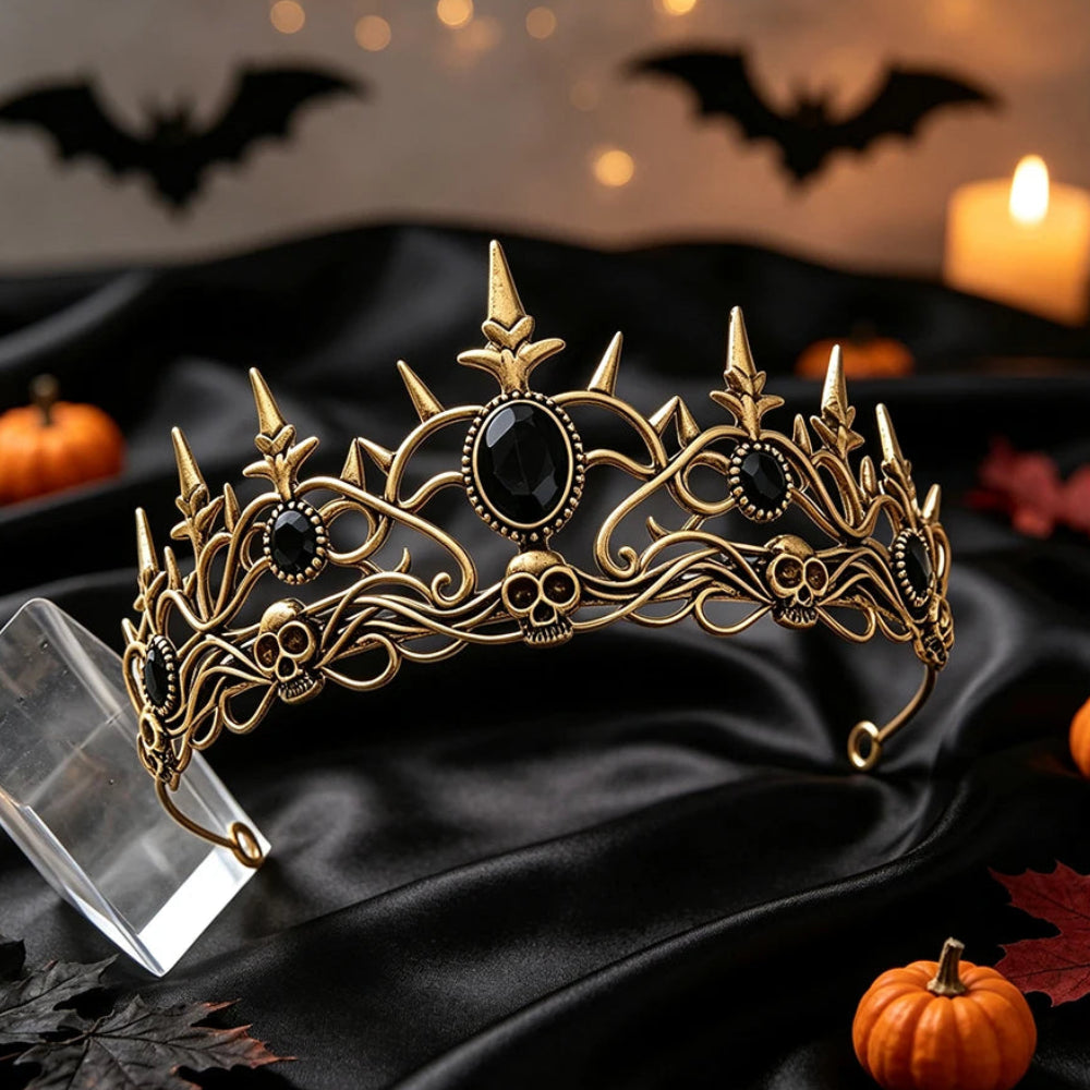 Gothic Skull Spiked Tiara Crown for Dark Queen Looks-MoonChildWorld