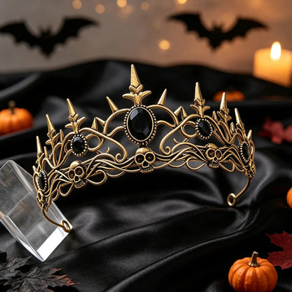 Gothic Skull Spiked Tiara Crown for Dark Queen Looks-MoonChildWorld