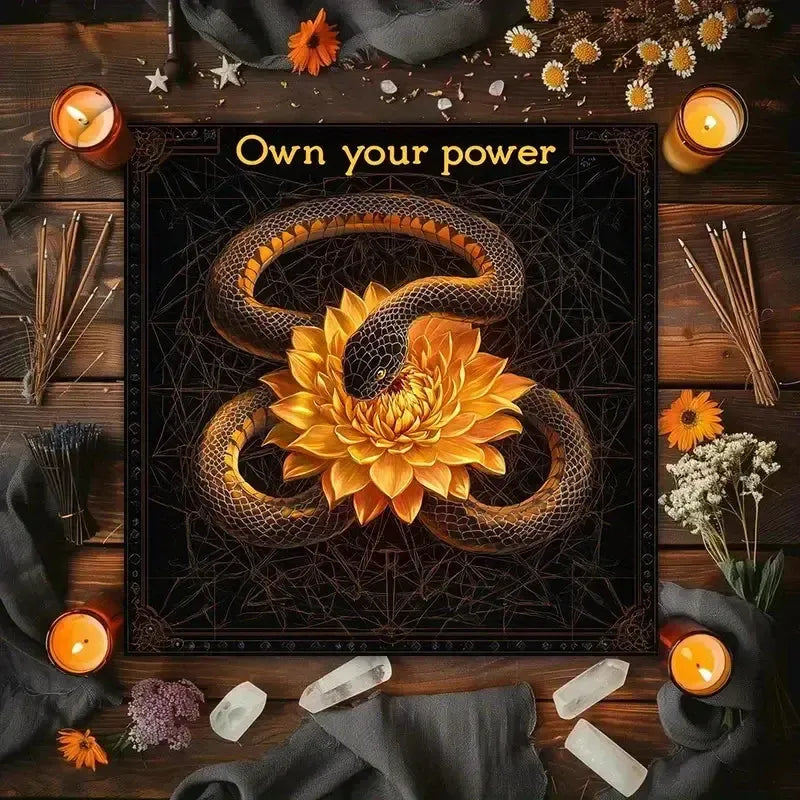 Gothic Snake Witchy Tarot Tablecloth Pagan Altar Cloth for Divination Wiccan Home Decor