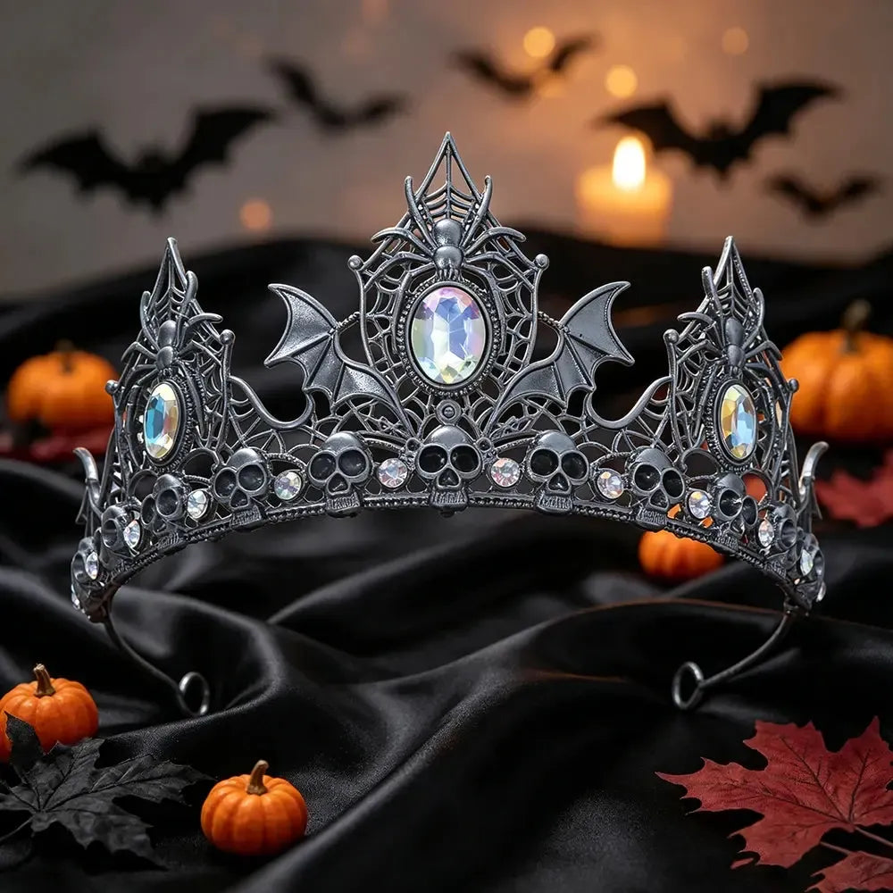 Size reference for the gothic spider, bat and skull tiara