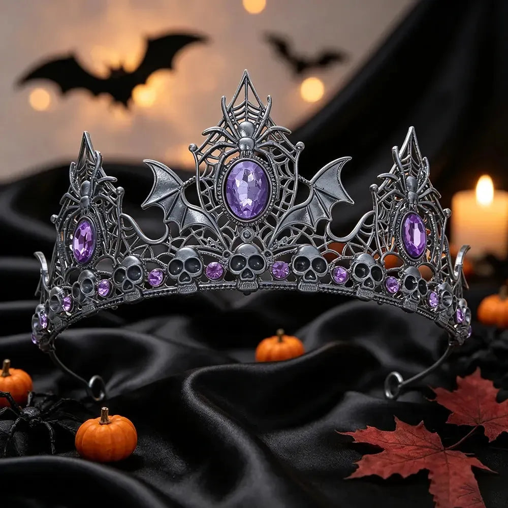 Gothic witch crown shown in profile against a dark backdrop