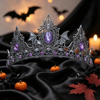Gothic witch crown shown in profile against a dark backdrop