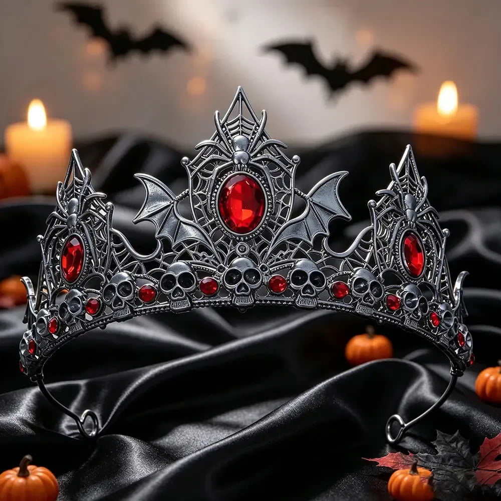 Gothic spider, bat and skull tiara crown for witches