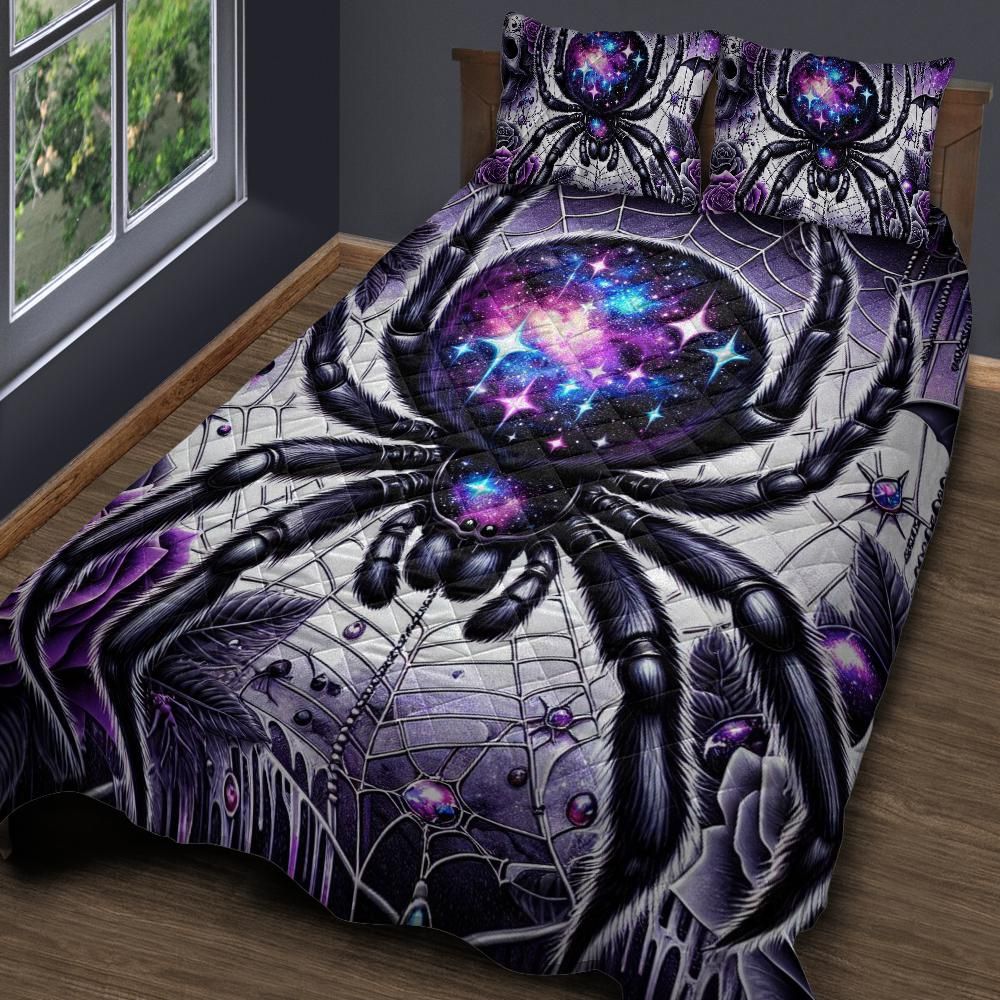 Gothic Spider Quilt Bedding Set Spooky Home Decor-MoonChildWorld
