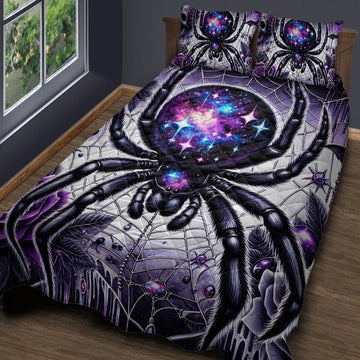 Gothic Spider Quilt Bedding Set Spooky Home Decor-MoonChildWorld