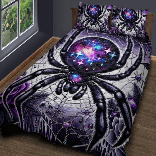 Gothic Spider Quilt Bedding Set Spooky Home Decor-MoonChildWorld
