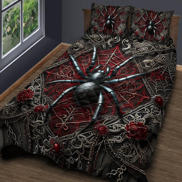 Gothic Spider Quilt Bedding Set for Halloween-MoonChildWorld