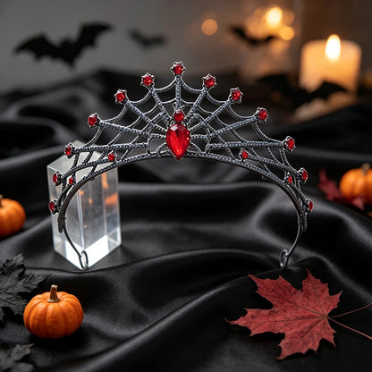 Gothic Spider Web Crown Rhinestone Halloween Tiara-MoonChildWorld